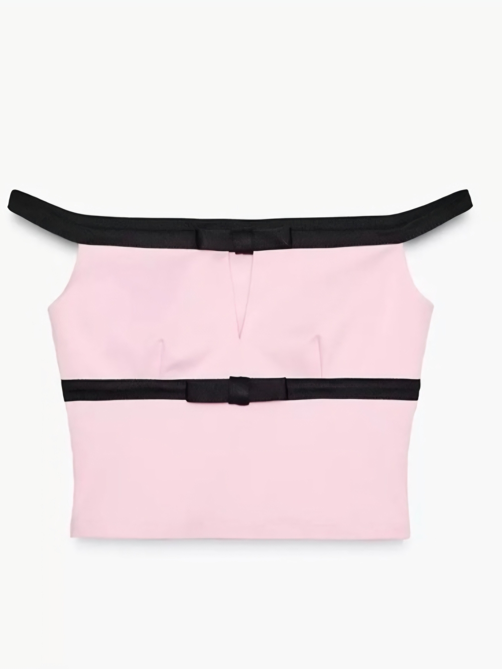 Zara Pink Off-Shoulder Crop Top with Black Trim Size M - Picture 2 of 9